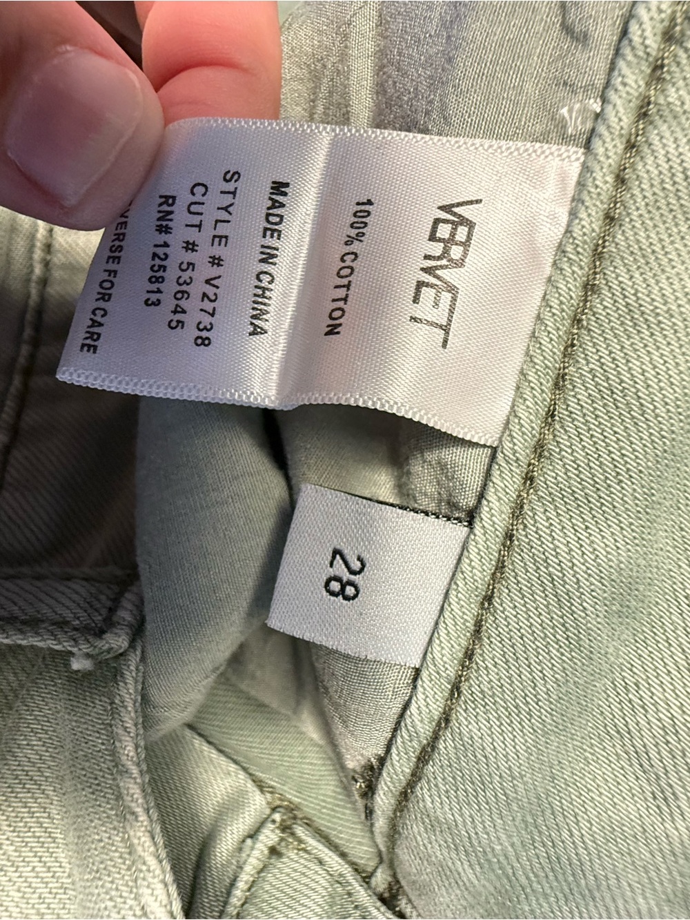 Women's Light Sage Distressed Flare Jeans - Picture 3 of 8